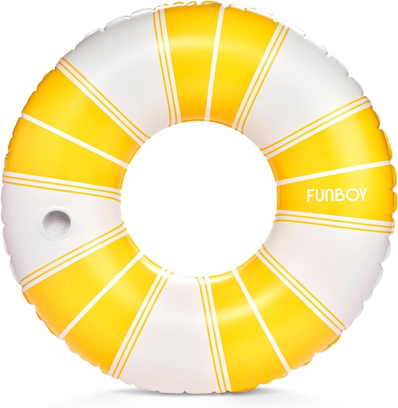 Giant Vintage Stripe Inflatable Pool Float with Cup Holder 48" Pool Float for Adults|Inner Tube Pool Toys Swim Rings Swimming Pool Accessories & Pool Lounger Float for Pool Party & Summer